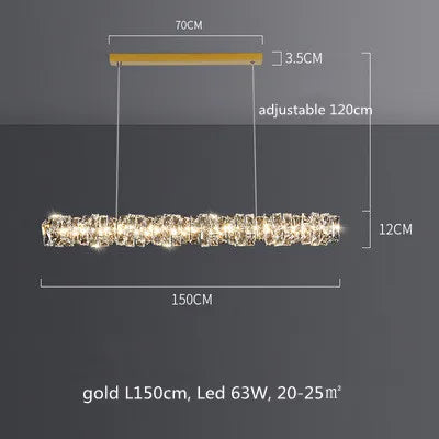 Sophisticated Crystal LED Pendant Lights - Dimmable, Ideal for Living and Dining Rooms - Luxurious Ring Design
