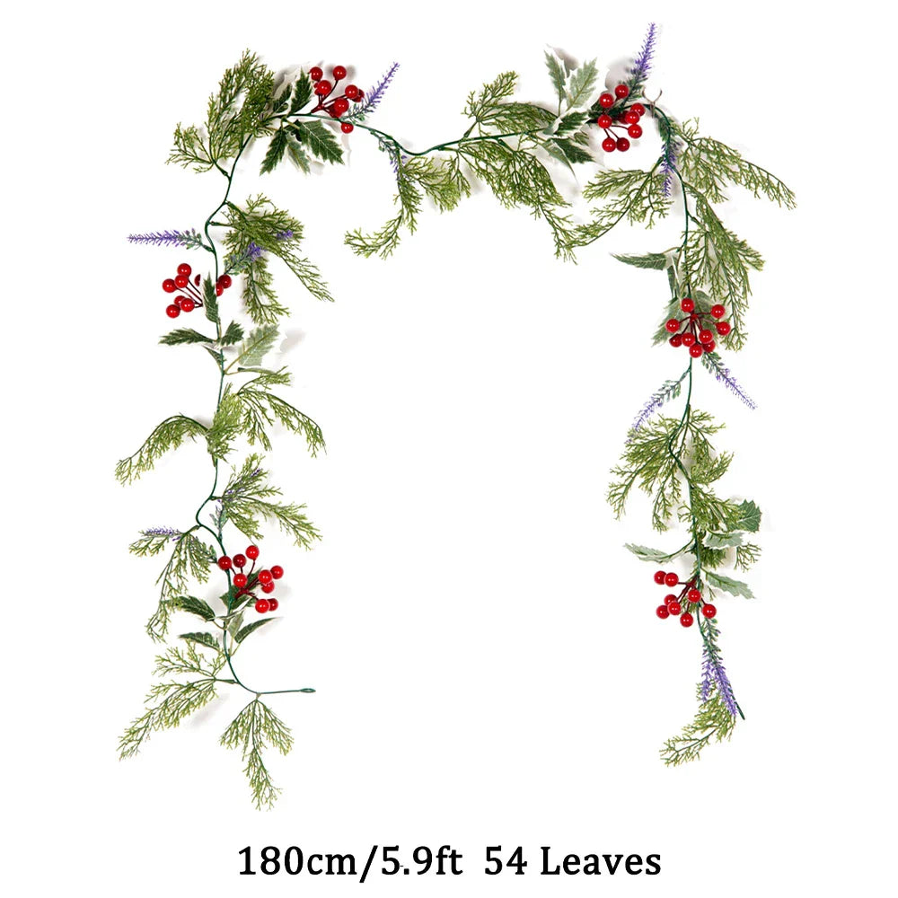 Dlight Decor 180cm Christmas Vine with Pine Leaves and Red Berries