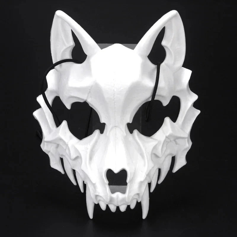 Halloween Half-Face Mask - Dragon, Tiger, Tengu, Wolf, and Skull Designs