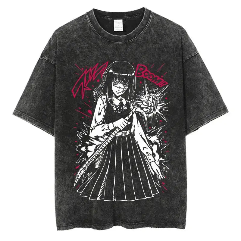 Chainsaw Man T-Shirt: Vintage Washed Oversized Streetwear
