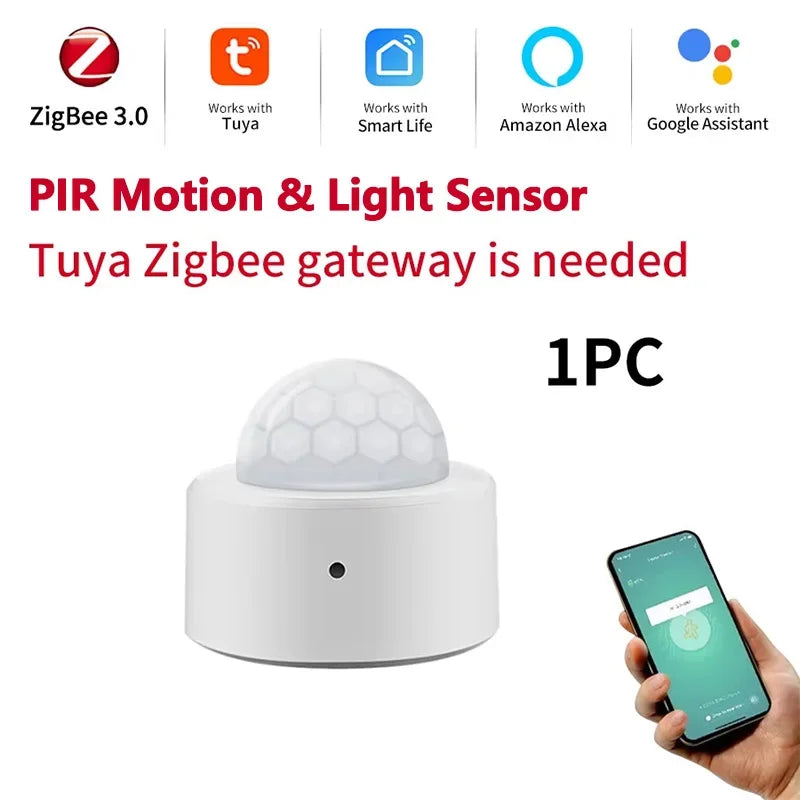 Zigbee PIR Motion Sensor & Light Detector - Smart Home Motion Sensor with Mobile App Control