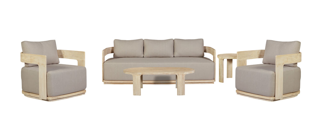 Eclipse Outdoor solid Teak Wood Sofa Set - Gray fabric
