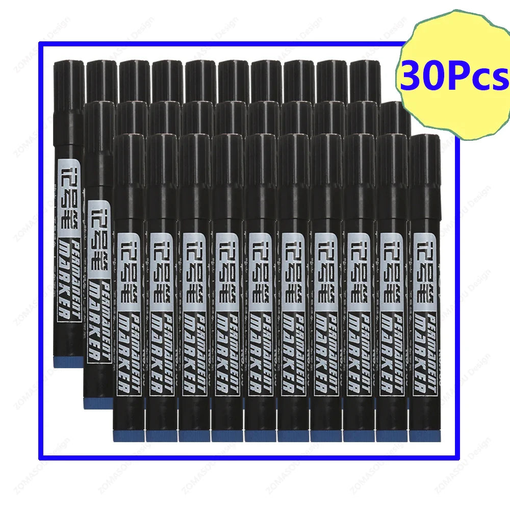 Waterproof Oil-Based Permanent Marker Pens - Quick-Dry Black Blue Red for Metal, Glass & Paper (Bulk 1–100 pcs)