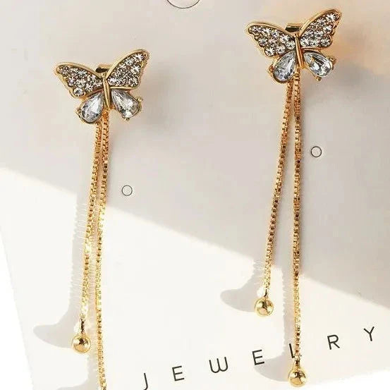 Geometric Square Tassel Drop Earrings – Gold Korean Fashion Jewelry