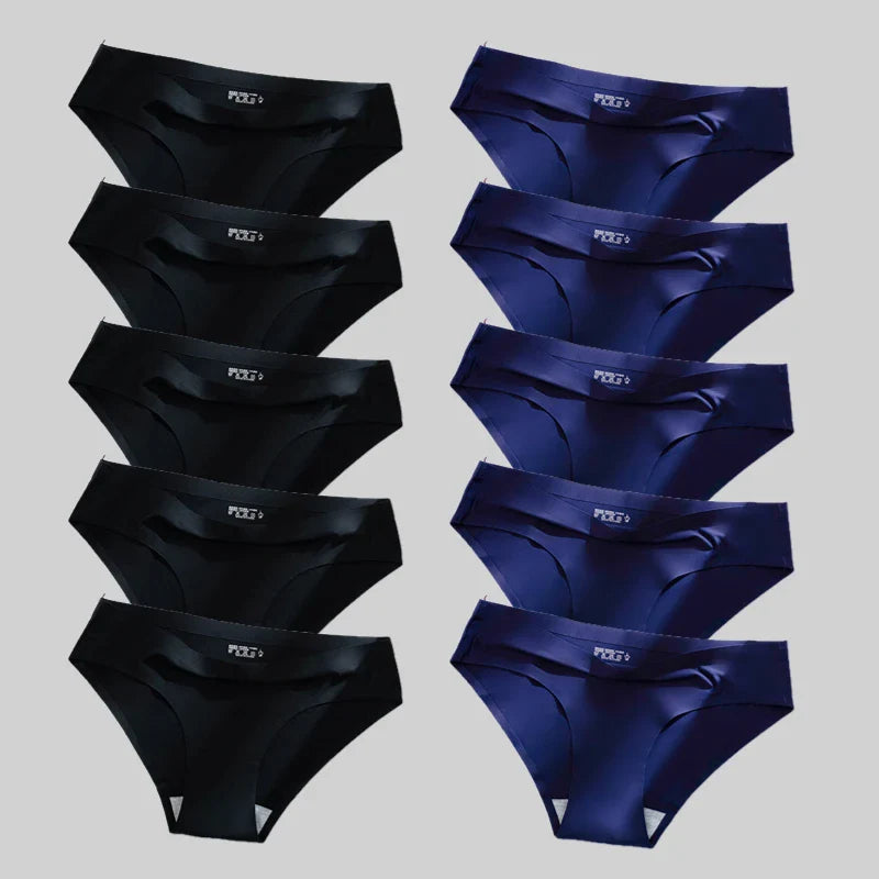 10PCS/Set Seamless women's Comfortable Underwear Silk Satin Breathable