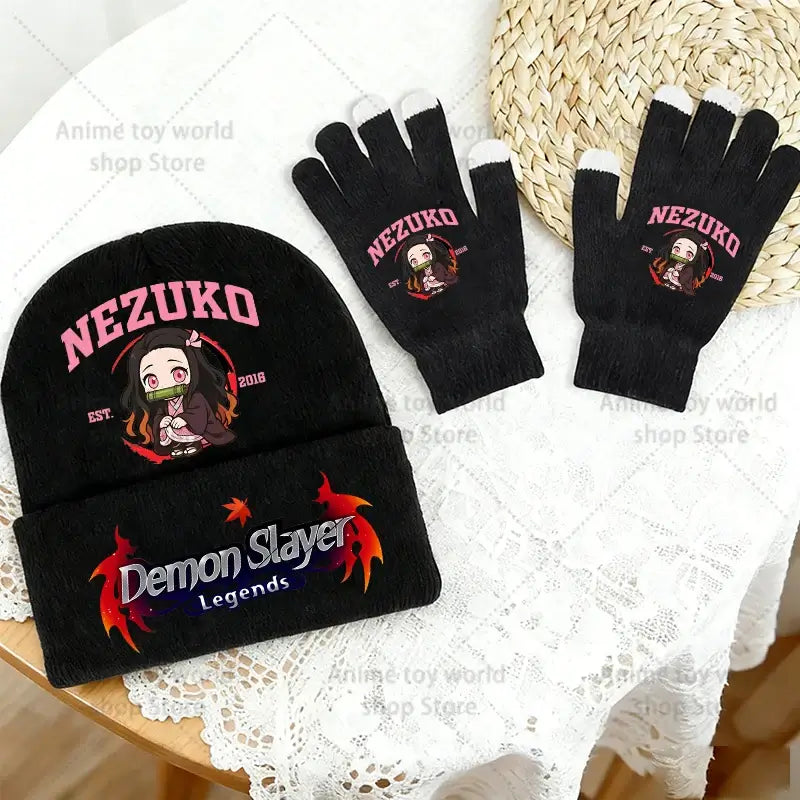 Demon Slayer Hat Gloves Set: Tanjiro Winter Knit Kit