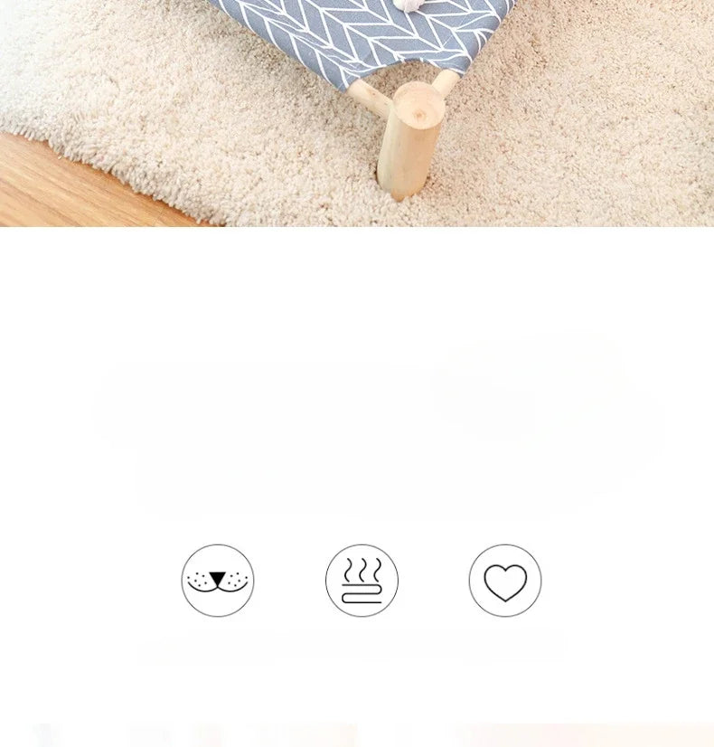 53*48*13cm Summer Elevated Pet Bed Foldable Portable Pet Camping Wooden Detachable Cat Teddy Dog March Bed Cooling Hammock ערסל