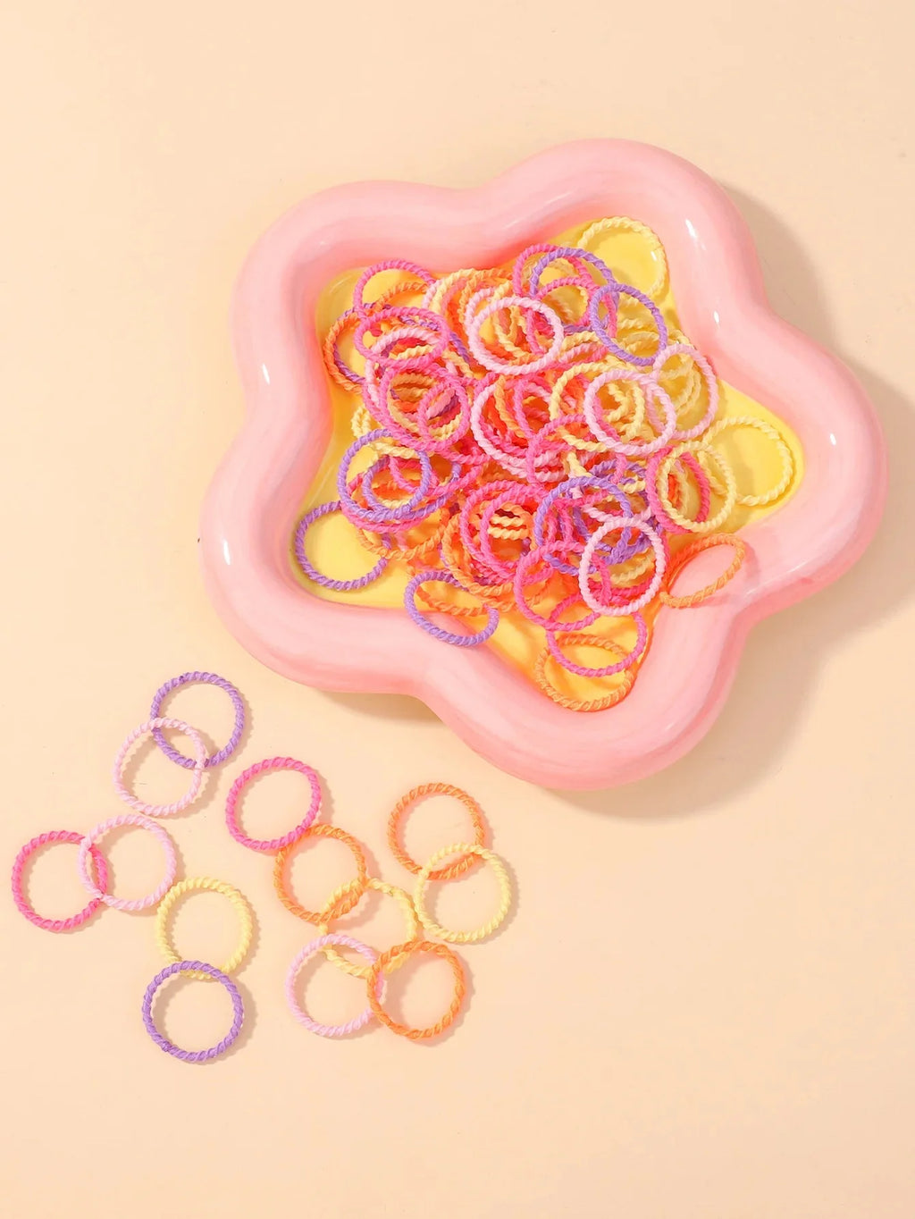 100pcs Kids Rubber Bands – Colorful Hair Scrunchies for Toddlers