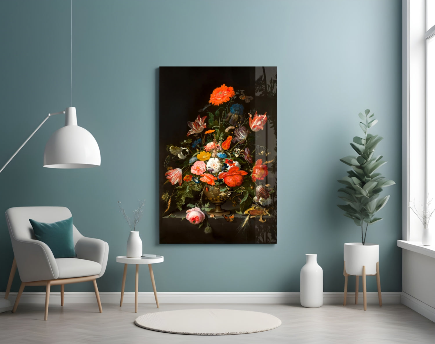 The Wealth in the Vase Glass Wall Art || Designer Collection
