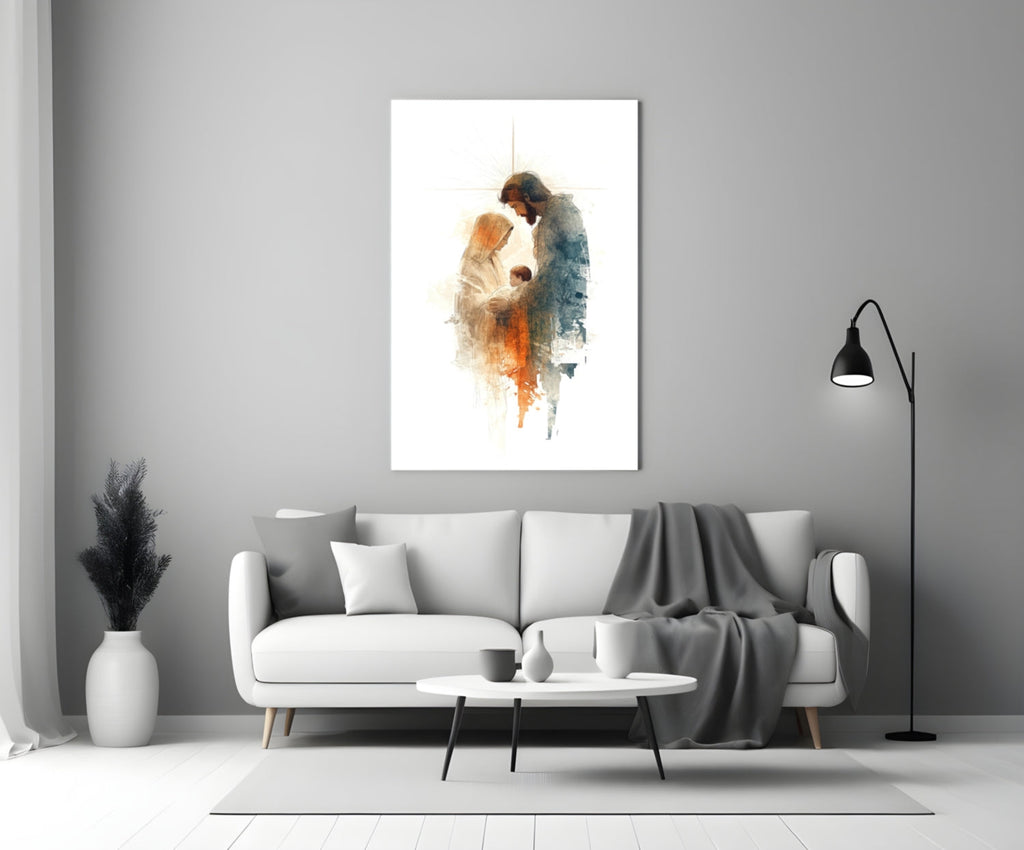 Holy Family Glass Wall Art || Designer Collection
