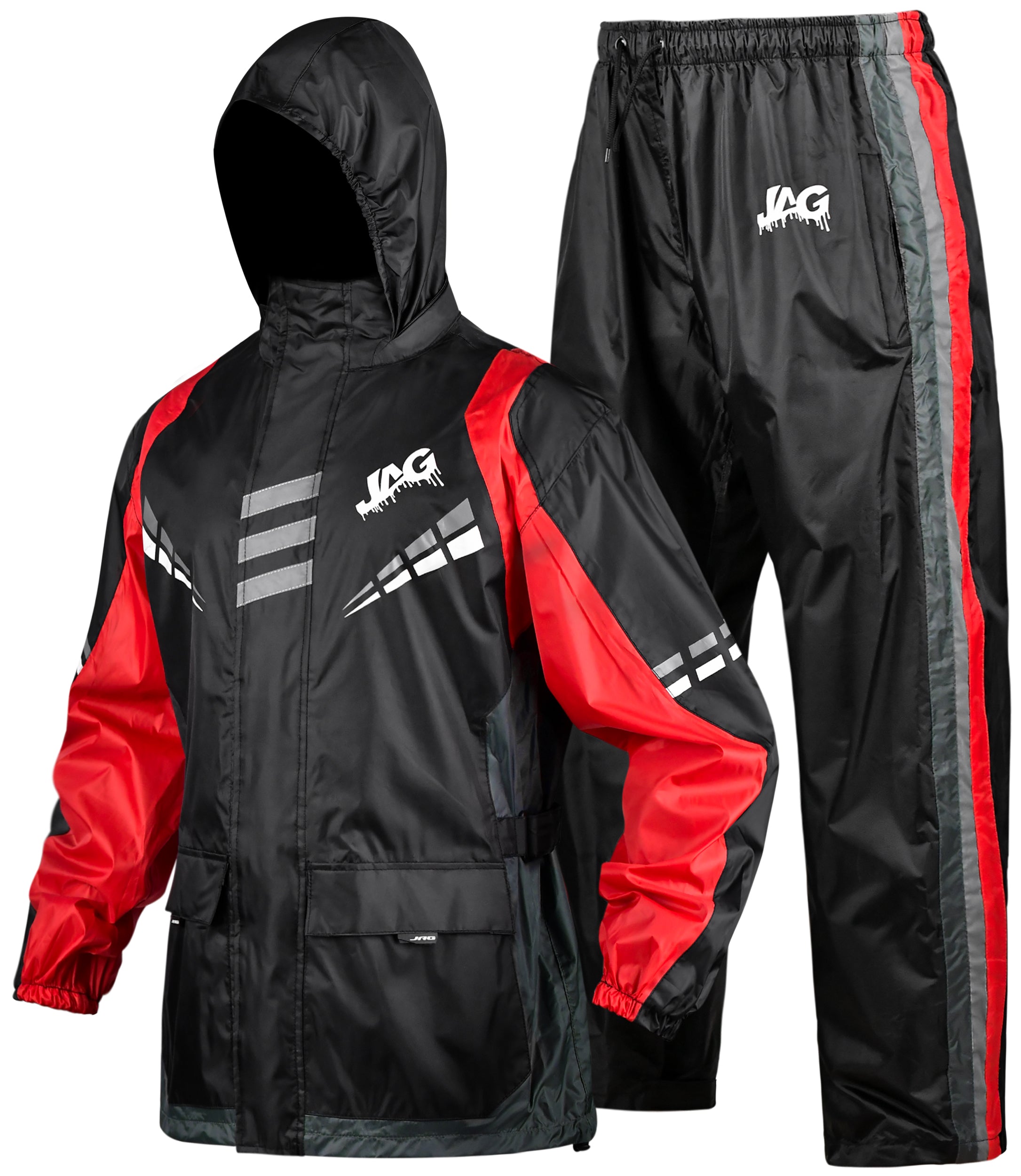 JAG Rainmaster Rain Suit for Men & Women (Black Red)