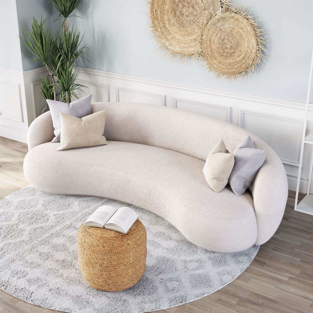 Tibet Shearling Fabric Cream Sofa