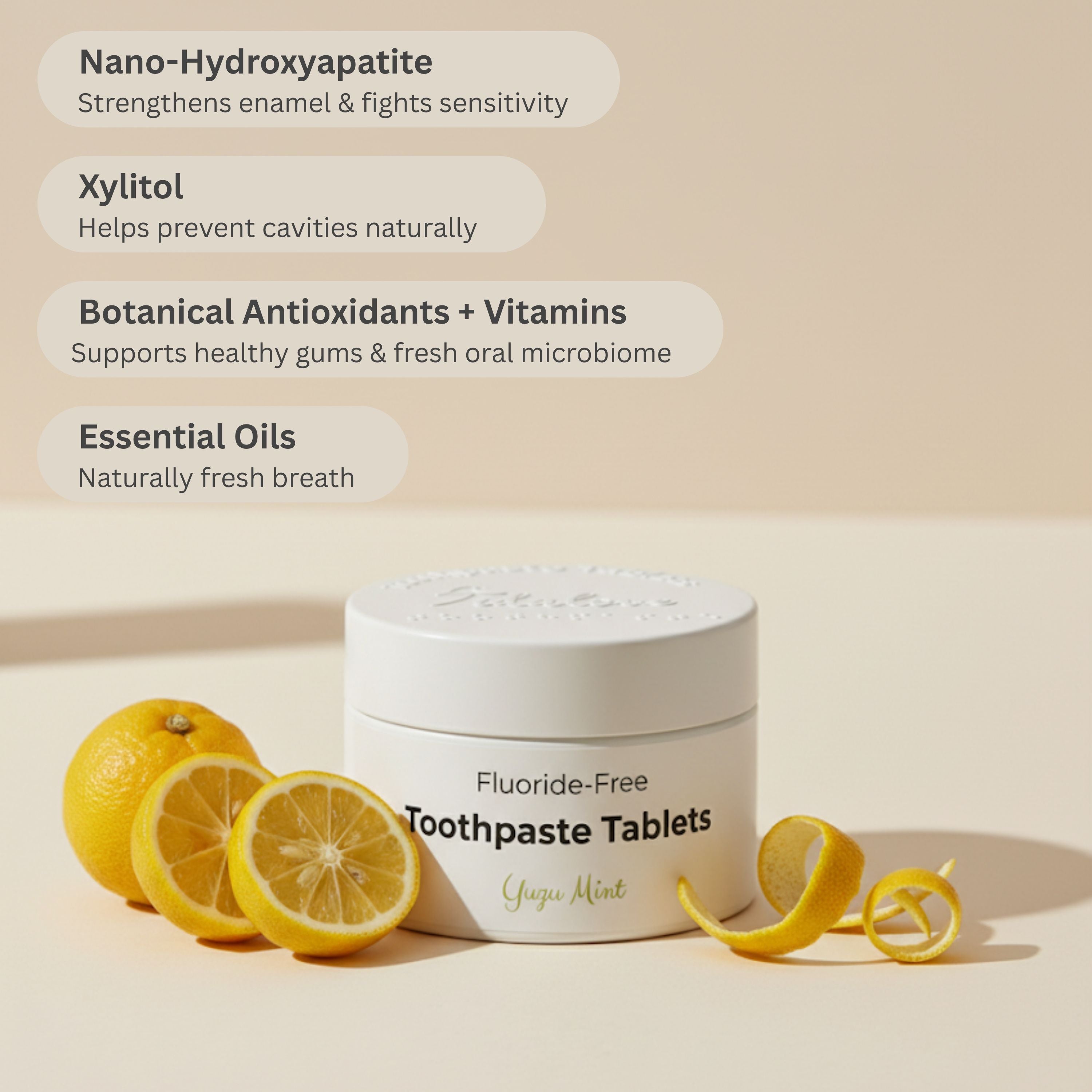 Fluoride-Free Yuzu Mint Toothpaste Tablets — 4 Months