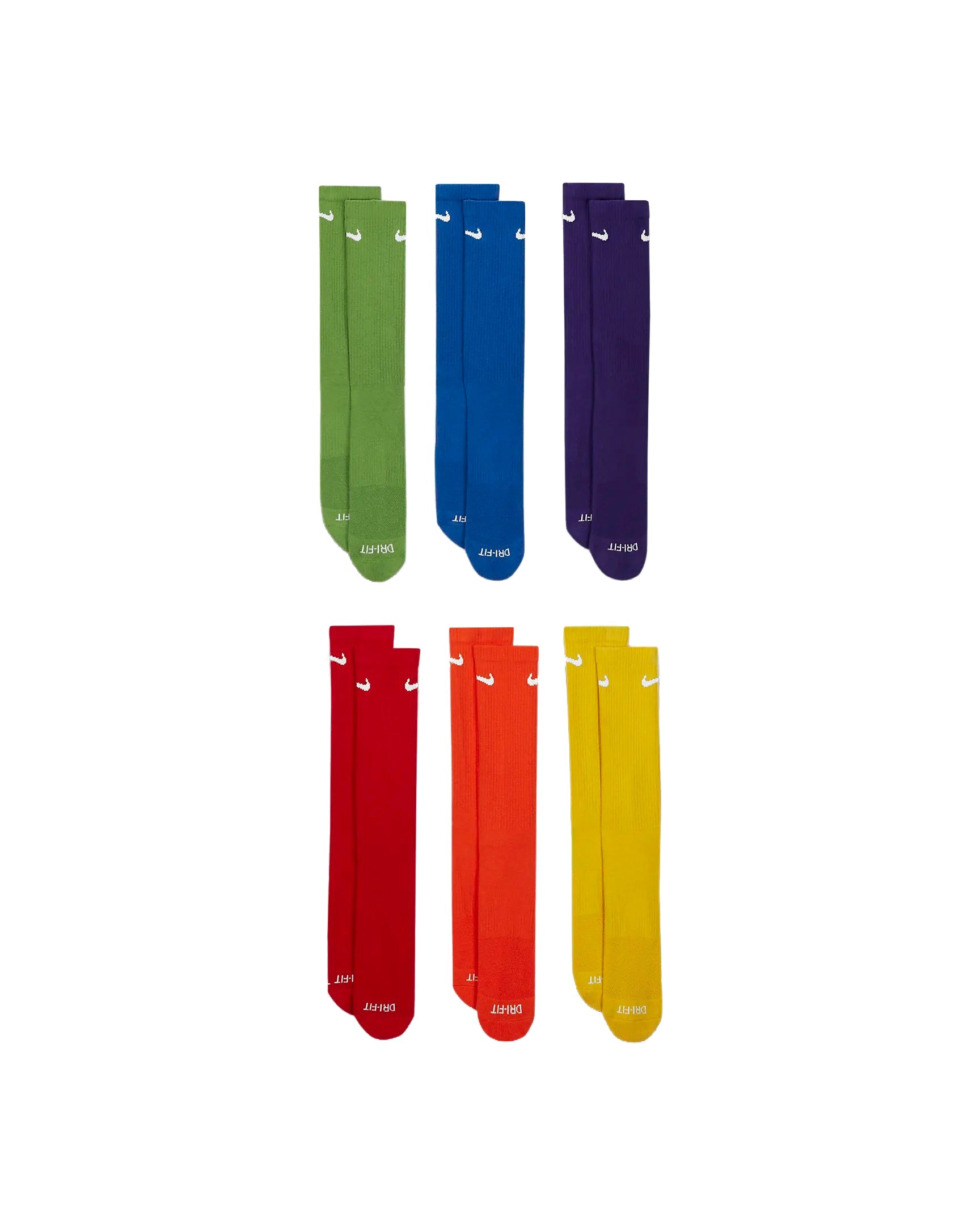 Nike Dri-Fit 6-Pack Cushioned Crew Socks - Rainbow
