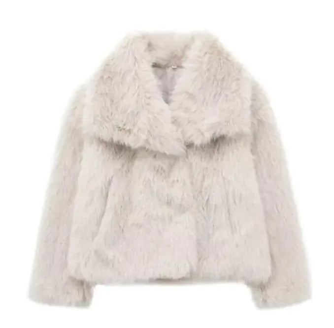 Girls and Women's Plush Lapel Winter Coat - # GIAA22310002