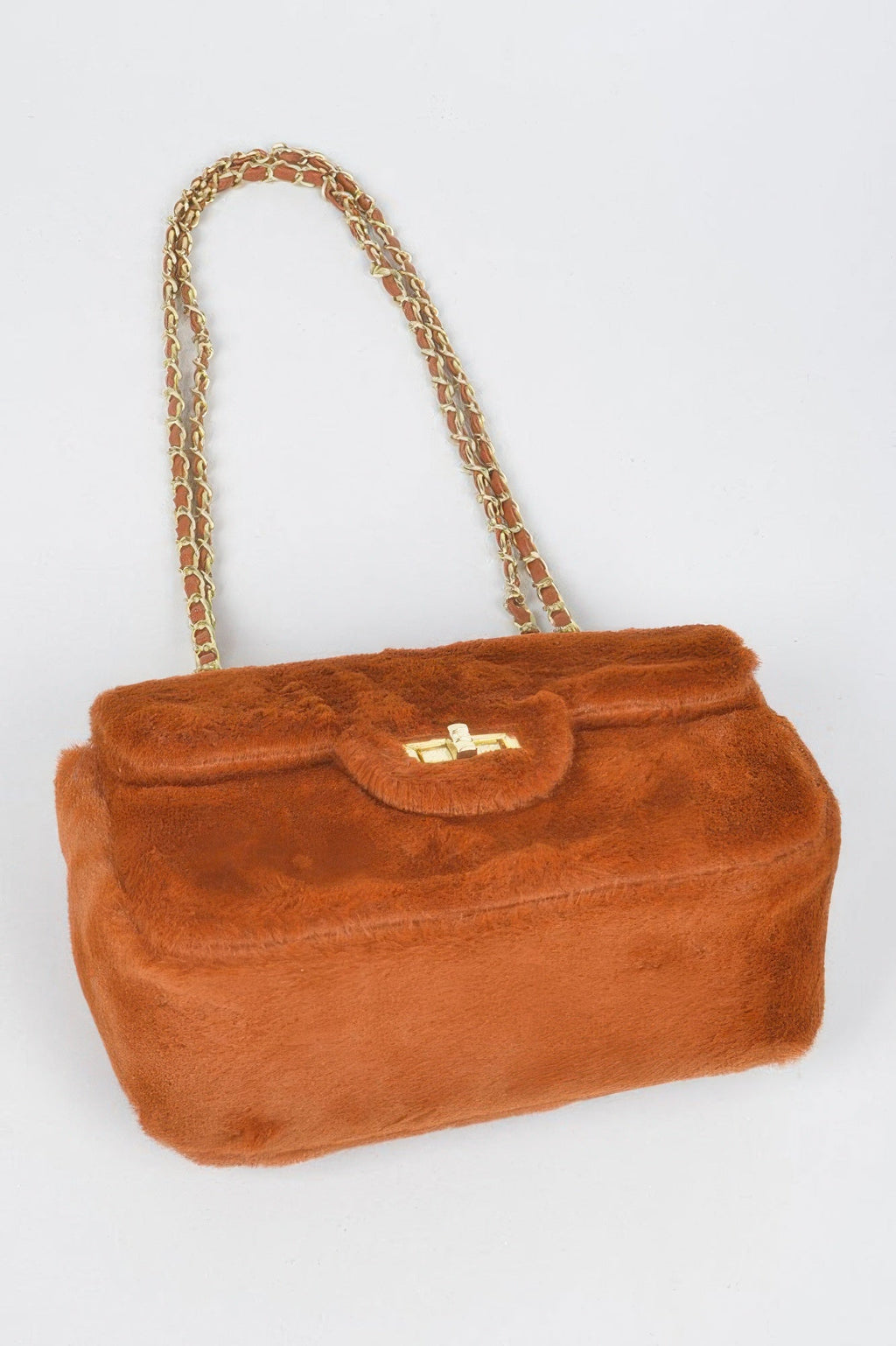 Faux Wool Flap Shoulder Bag
