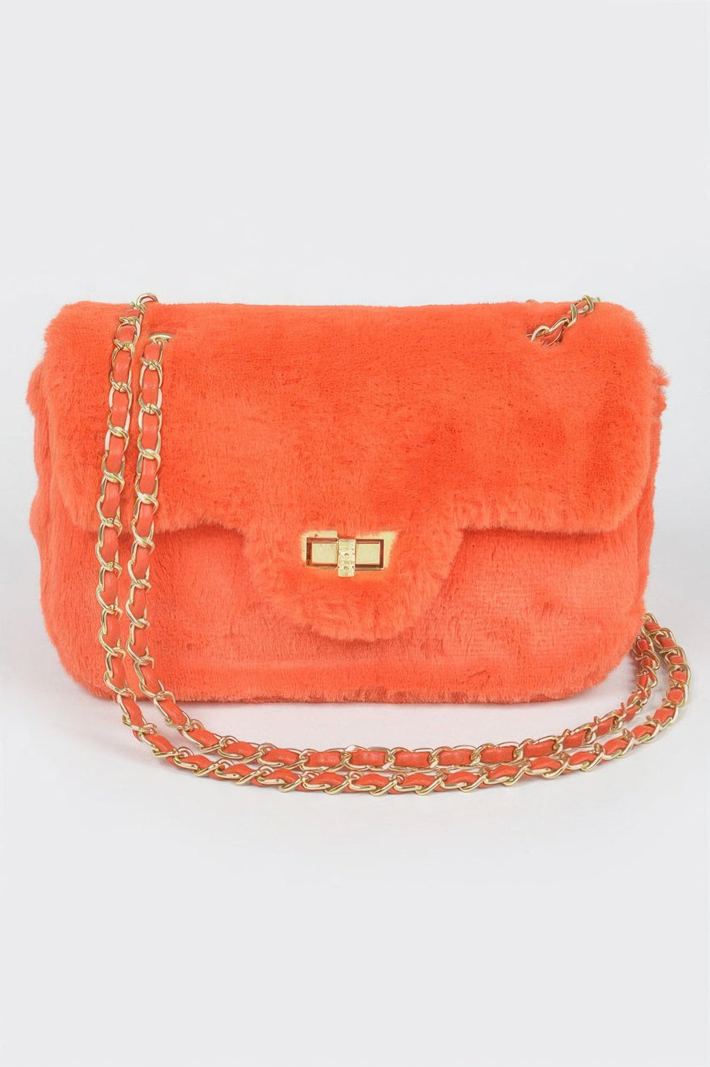 Faux Wool Flap Shoulder Bag