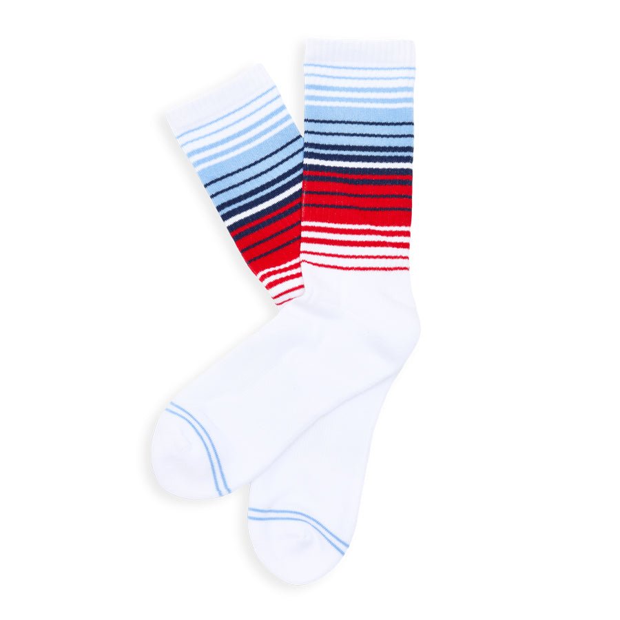 White Ombre Stripe Casual Crew