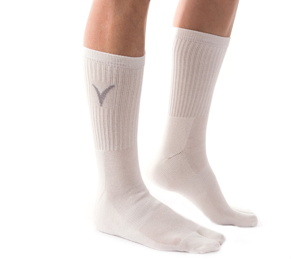 V-Toe Athletic Flip-Flop Tabi Big Toe Crew Socks - Black Solid