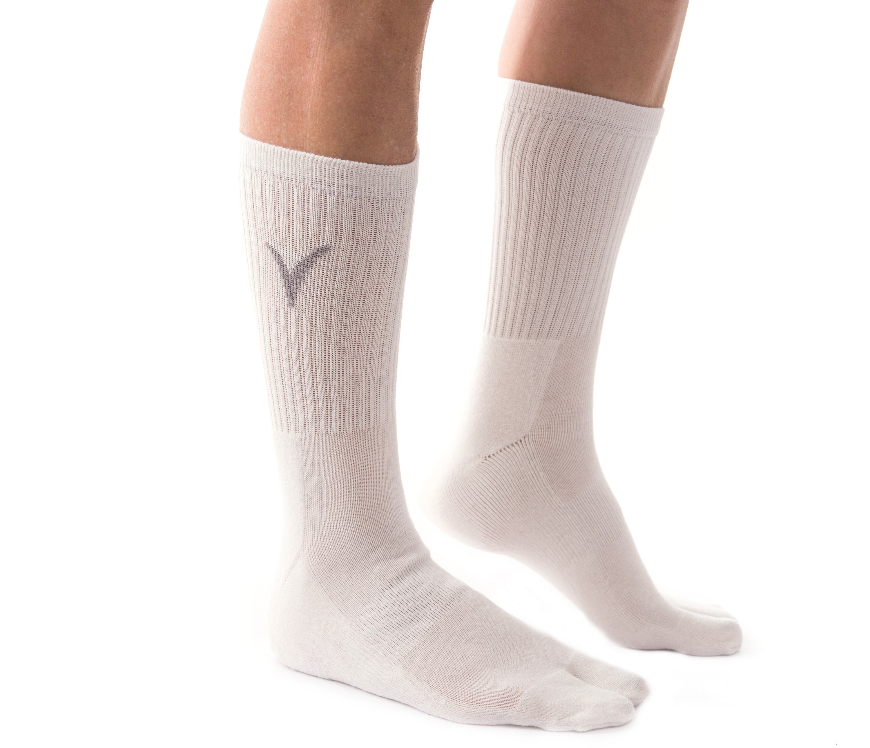 V-Toe Athletic Flip-Flop Tabi Big Toe Crew Socks - Black Solid