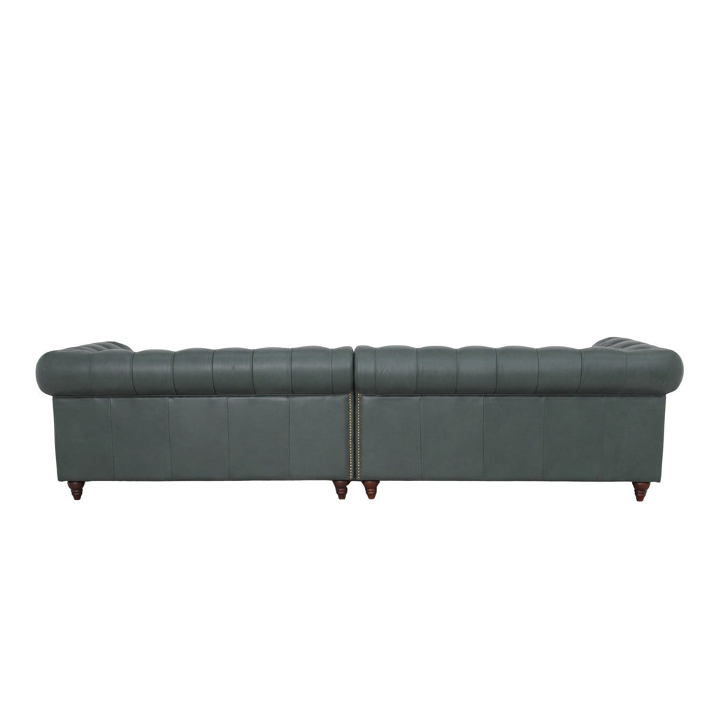Belgravia Chesterfield Top Grain Leather Sofa with Tufted Back & Rolled Arms