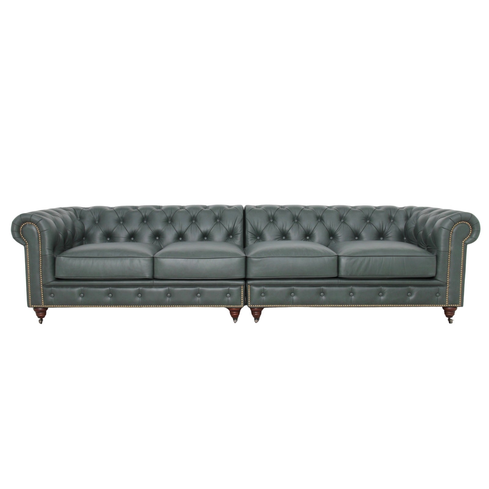 Belgravia Chesterfield Top Grain Leather Sofa with Tufted Back & Rolled Arms