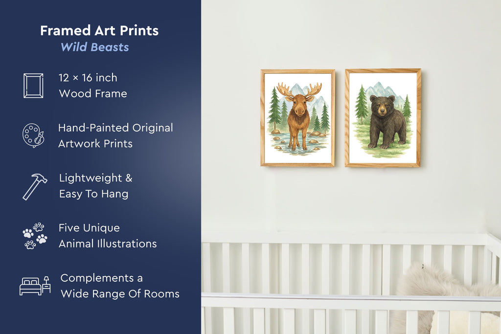 Wild Beasts Art Print, Framed (12" x 16")