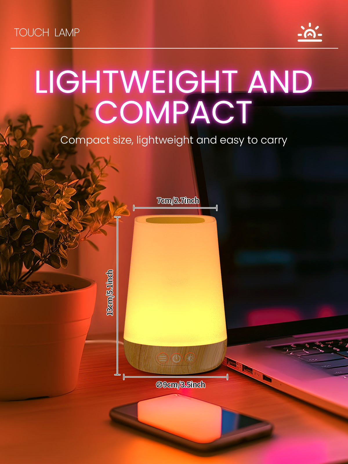 Touch Bedside Table Lamp,4 LIGHTING MODES AVAILABLE,  Rechargeable Desk Lamp, Dimmable Night Light with RGB Color Changing,Portable Lamp for Baby, Bedroom, Living Room