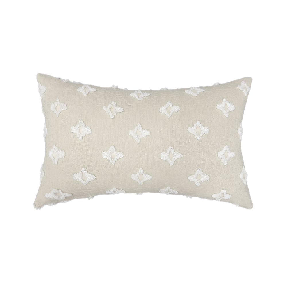 12''x20'' tufted floral lumbar support 100% cotton throw pillow | 7 colors textured daisy stitch design | boho chic lumbar & accent pillow | insert included