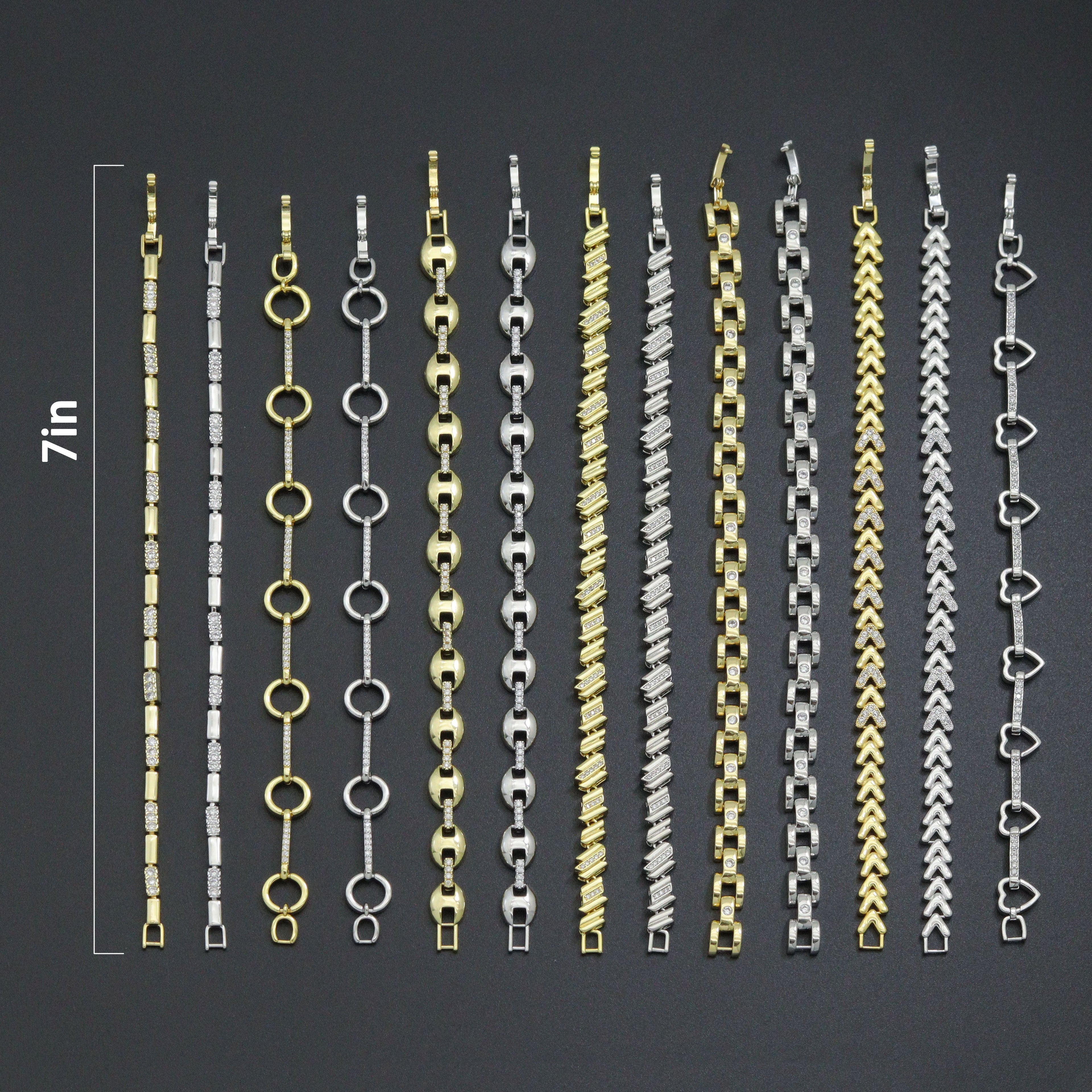 Elegant Link Bracelet Bracelet, Mixed Metal Chain bracelet collection, Sku#ZX235