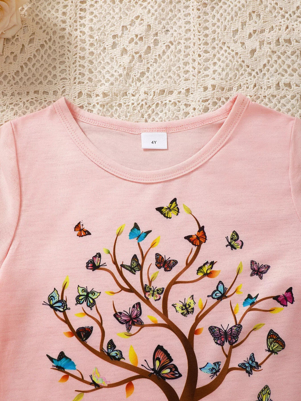 Children's Butterfly Tree Graphic Casual T-Shirt