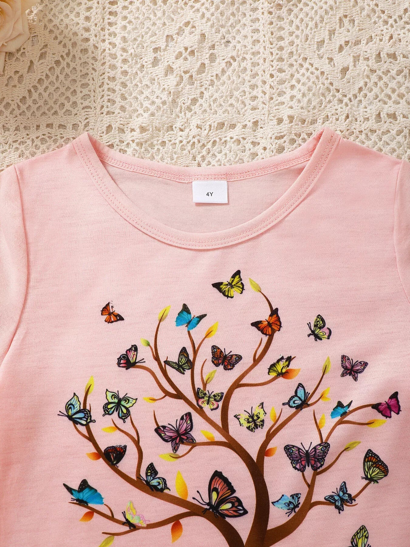 Children's Butterfly Tree Graphic Casual T-Shirt