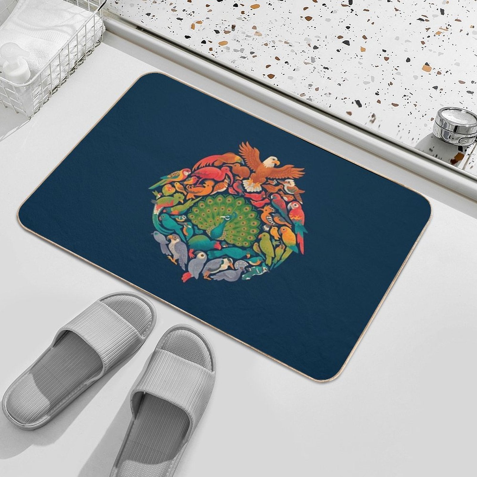 Aerial Rainbow  Blue  Toxin-Free Bath Mat
