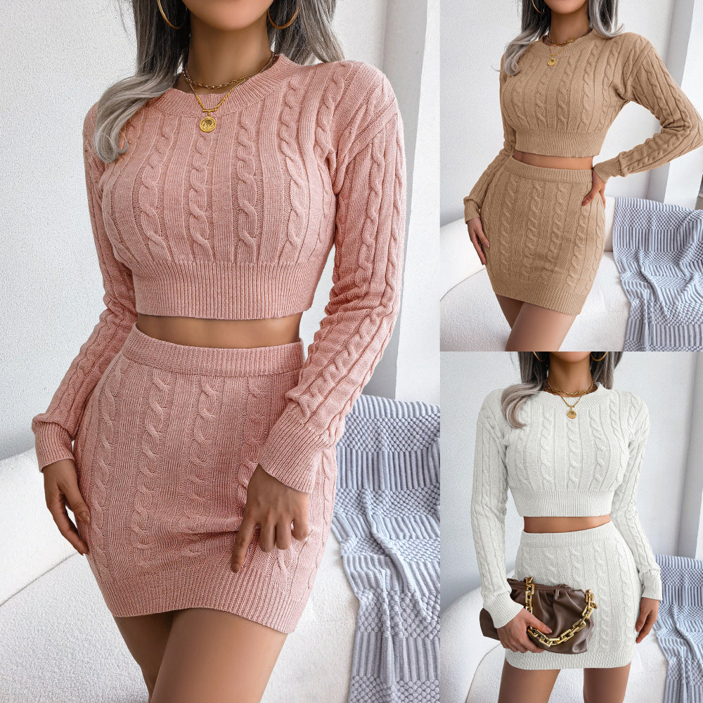 Women’s knit sweater and skirt set