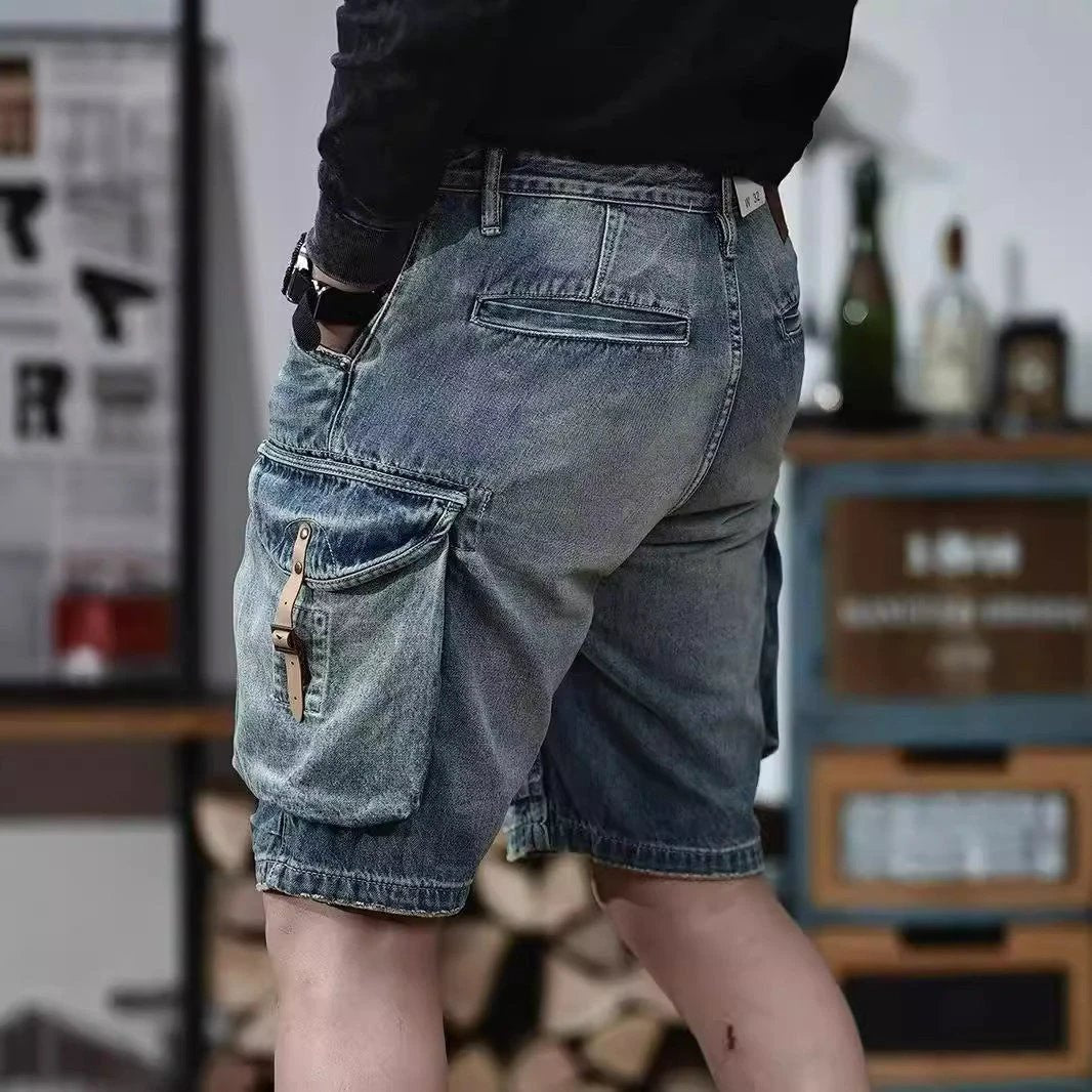 Men's Blue Denim Cargo Shorts