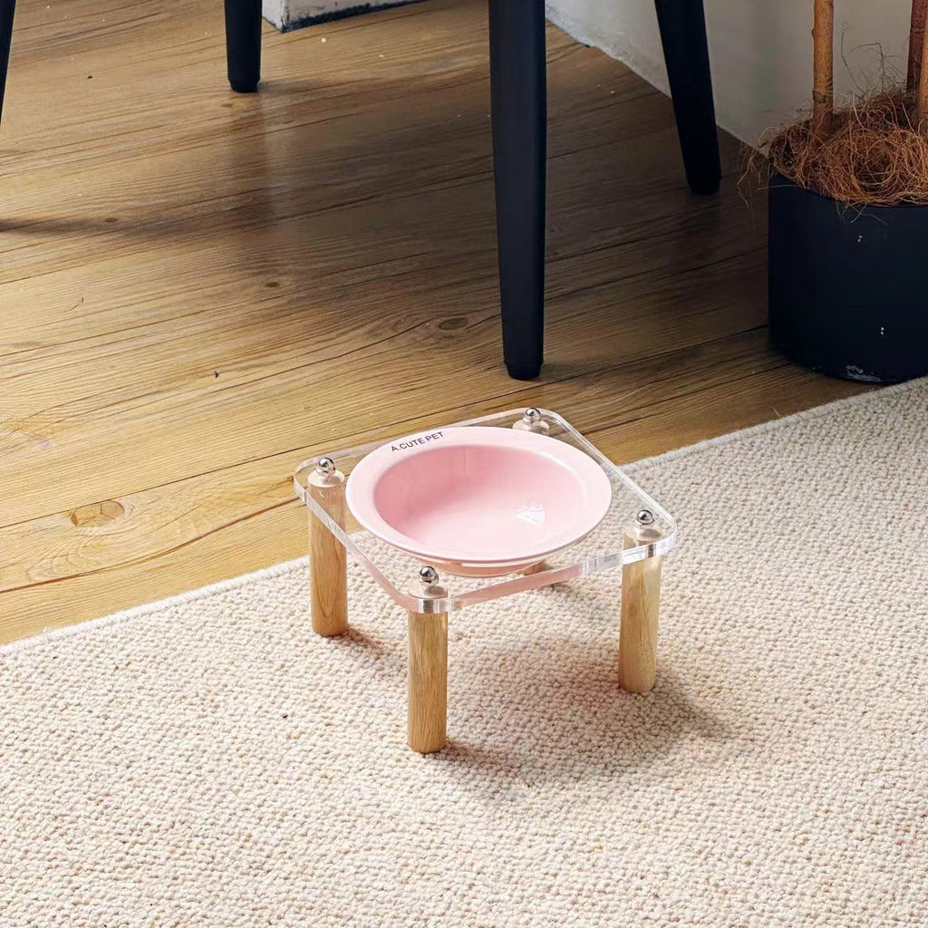 Cat Water Bowl Dog Basin Anti-tumble High Leg Cat Bowl Ceramic Cat Food Holder Double Bowl