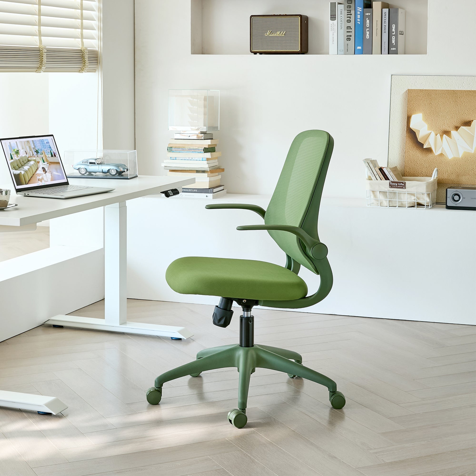 Ergonomic Office Chair Mesh High-Back Green 350 LB Flip-Up Arms Swivel