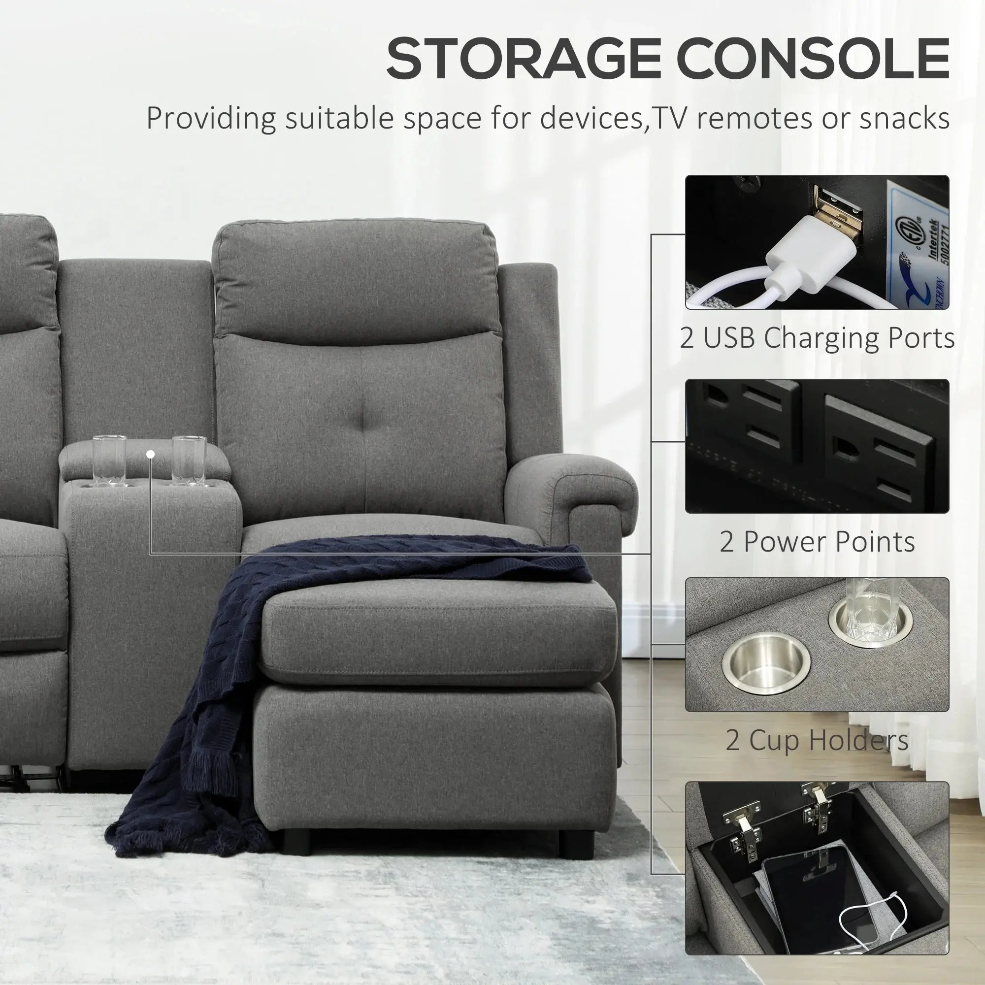 Belle Reclining Sectional Couch