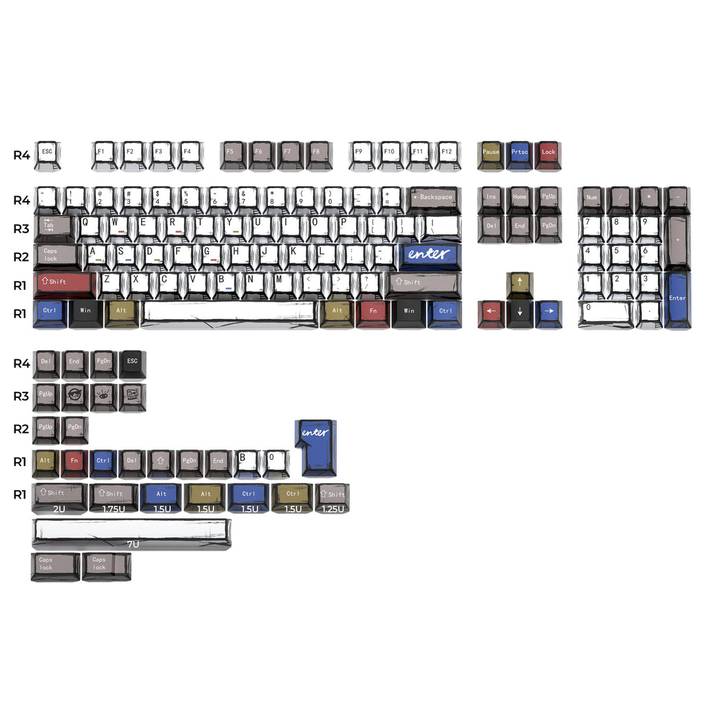 XVX Manga Graffiti Cherry Profile 134-Key Dye-Sublimation PBT Keycap Set