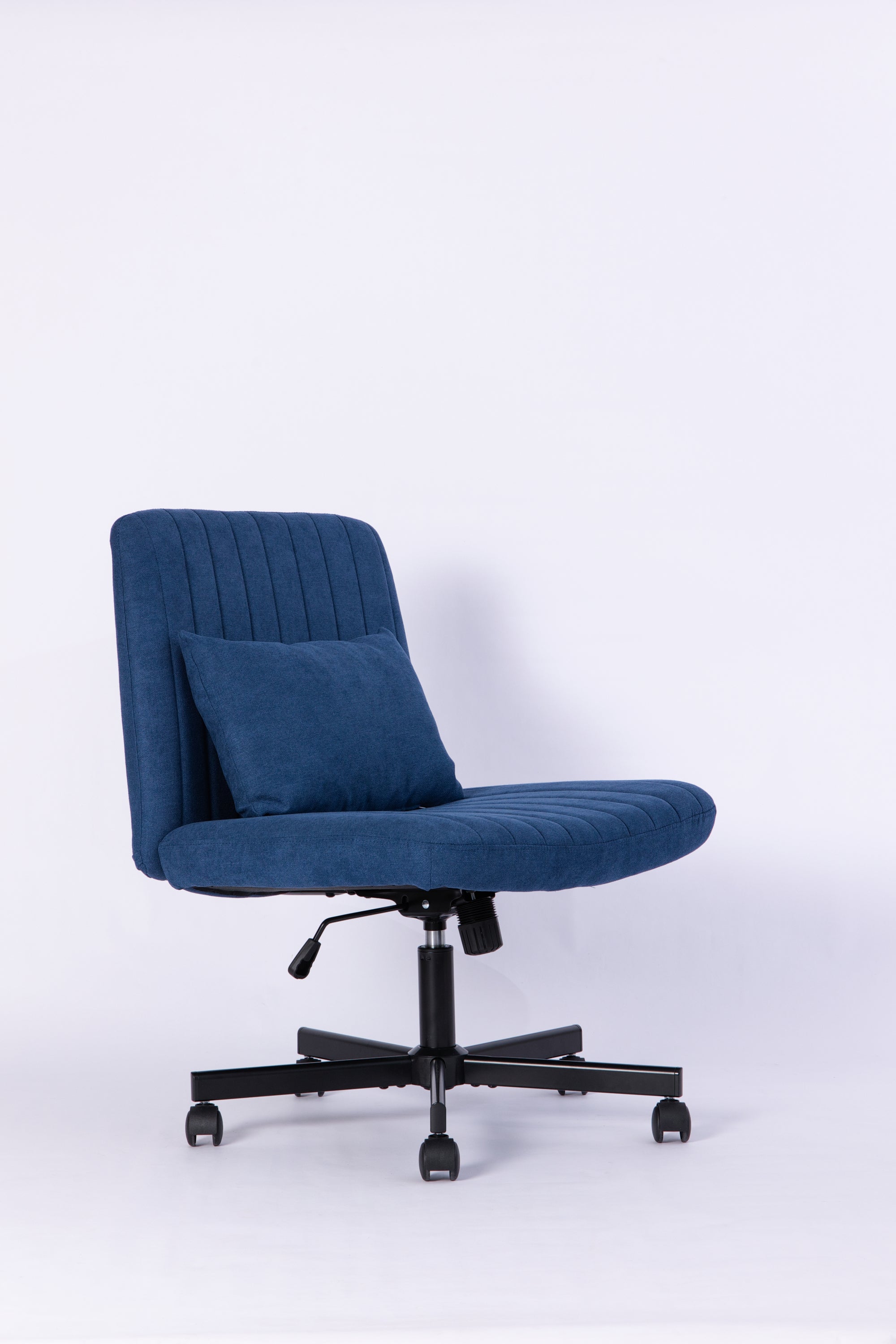 Swivel Office Chair Linen Blue Criss Cross Memory Foam 360 Degree 25.2 In