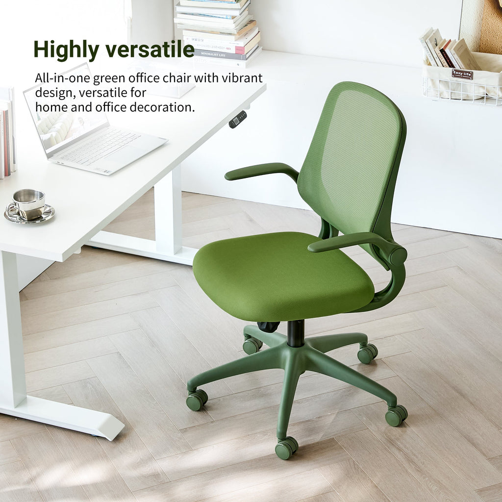 Ergonomic Office Chair Mesh High-Back Green 350 LB Flip-Up Arms Swivel