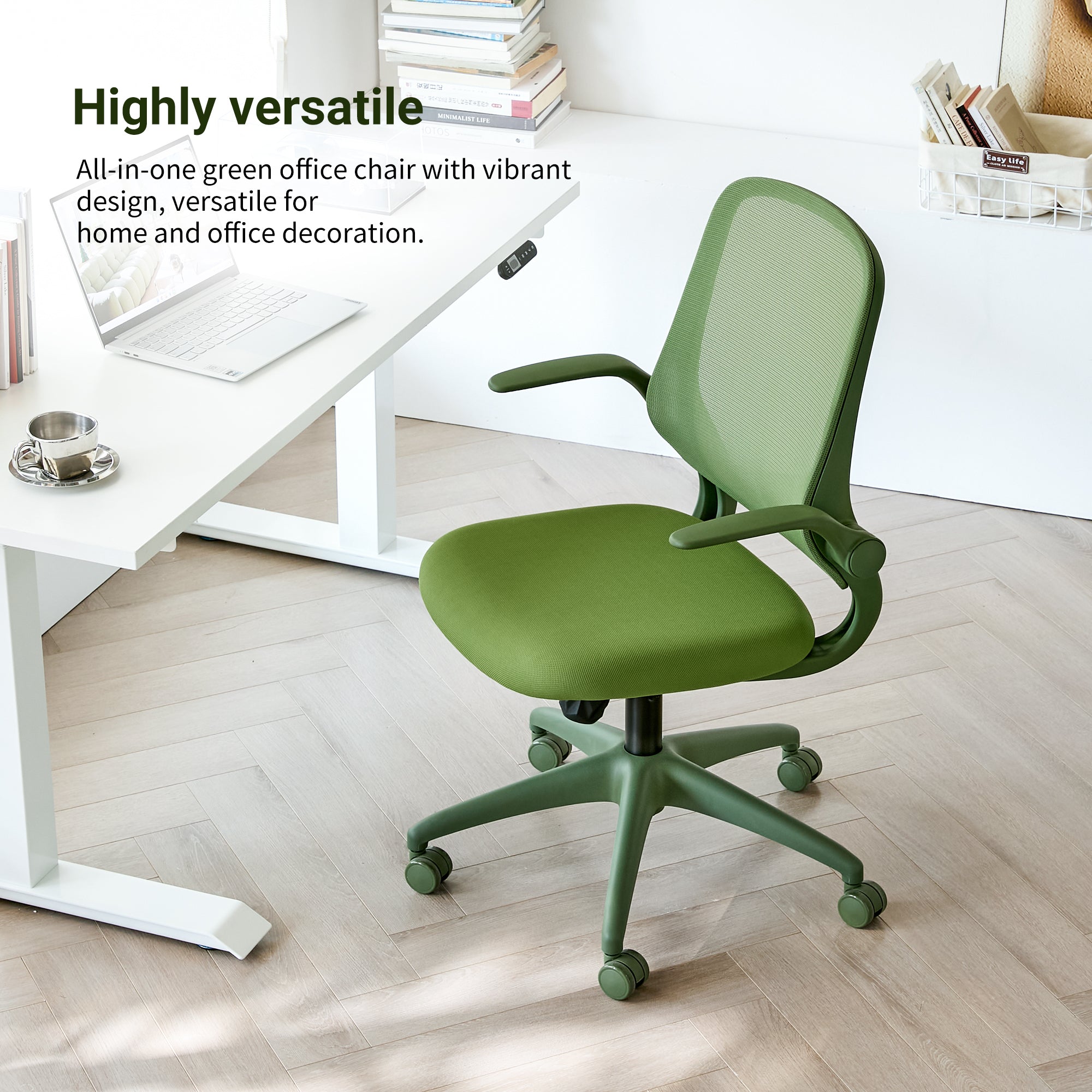 Ergonomic Office Chair Mesh High-Back Green 350 LB Flip-Up Arms Swivel