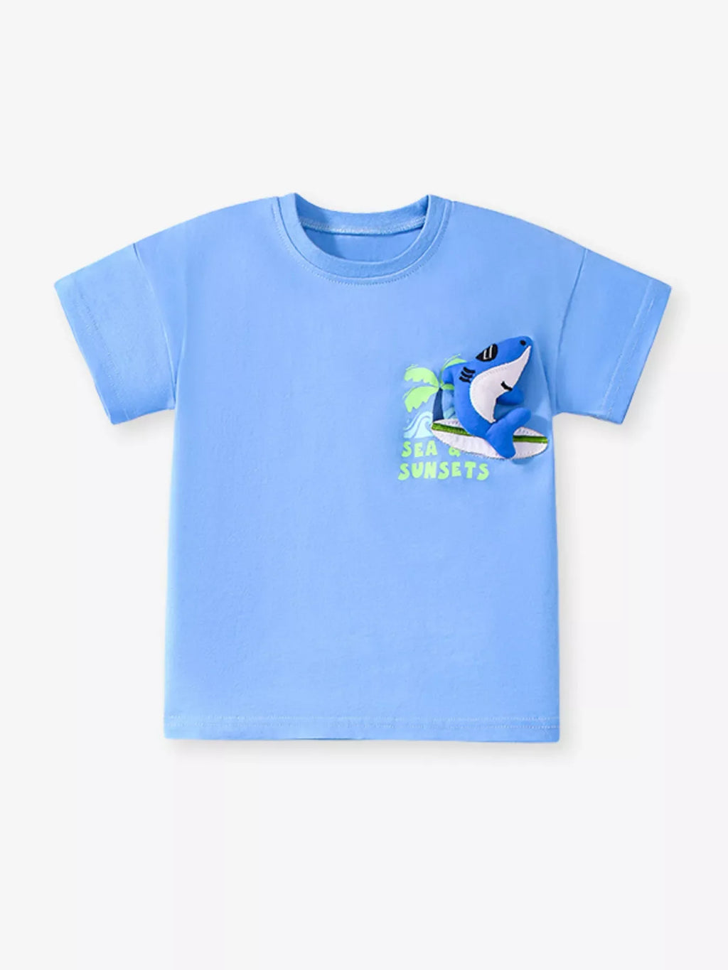 Children's Shark Graphic Round Neck T-Shirt