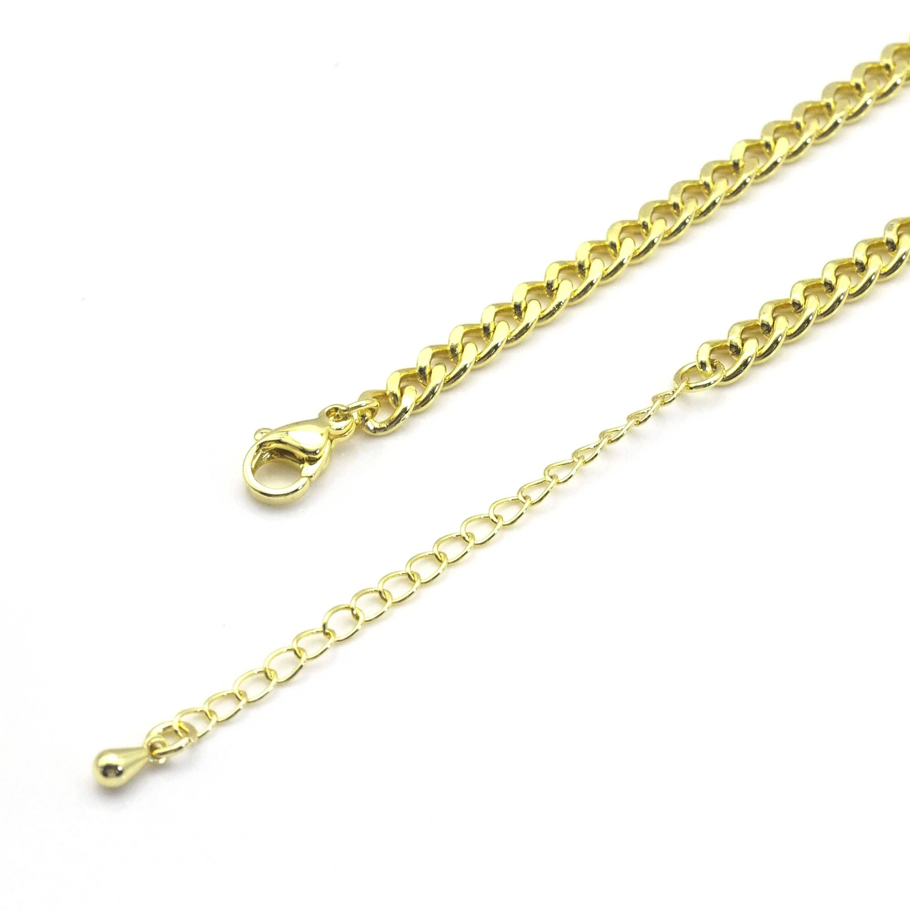 Gold Cuban Link Chain with Clear Heart Necklace,sku#LX228