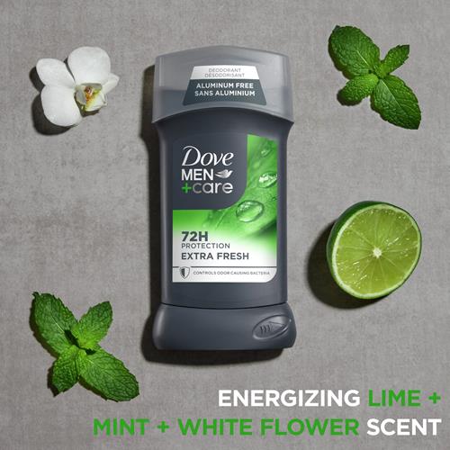 Dove Men+Care Deodorant Stick For Men Aluminum Free Extra Fresh 72-Hour Odor Protection Mens Deodorant With 1/4 Moisturizing Cream 3 Oz