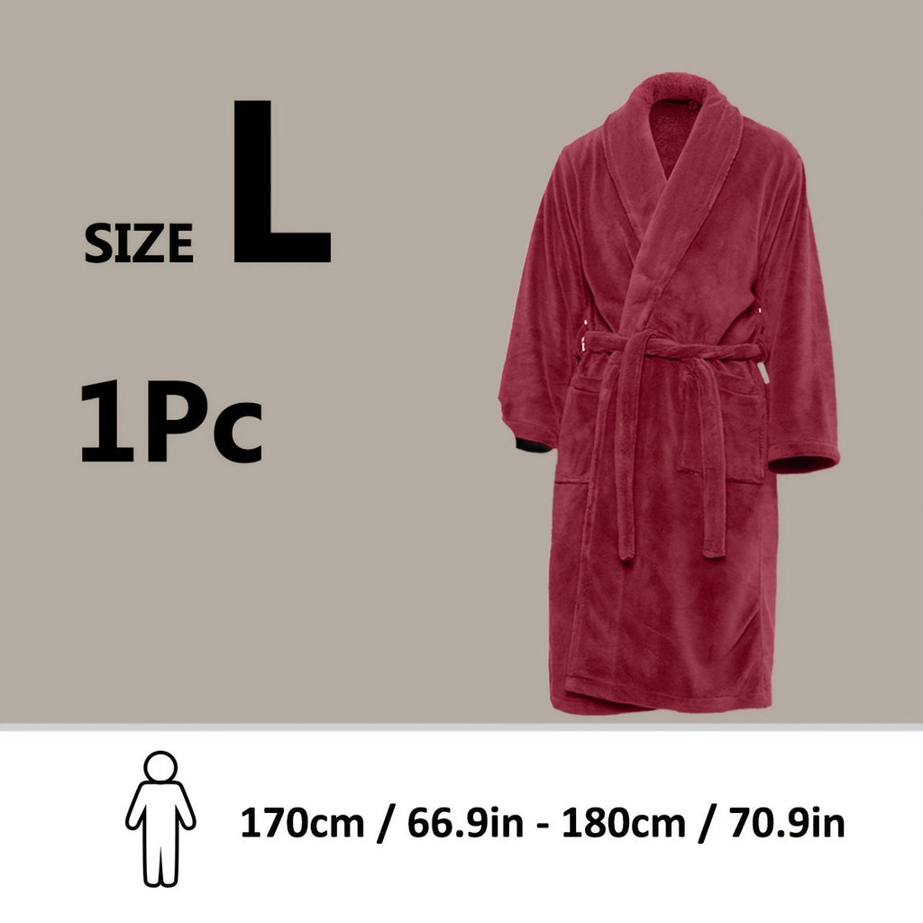 Unisex Extra Warm Coral Fleece Bathrobe Mens and Women Adult Robes for Your Bathroom Bath Towel Bedroom Shawl Collar Robes, Valentines gift for lovers