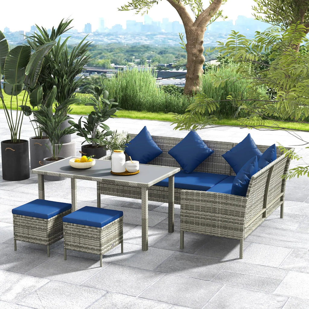 5 Piece Rattan Outdoor Patio Couch Set