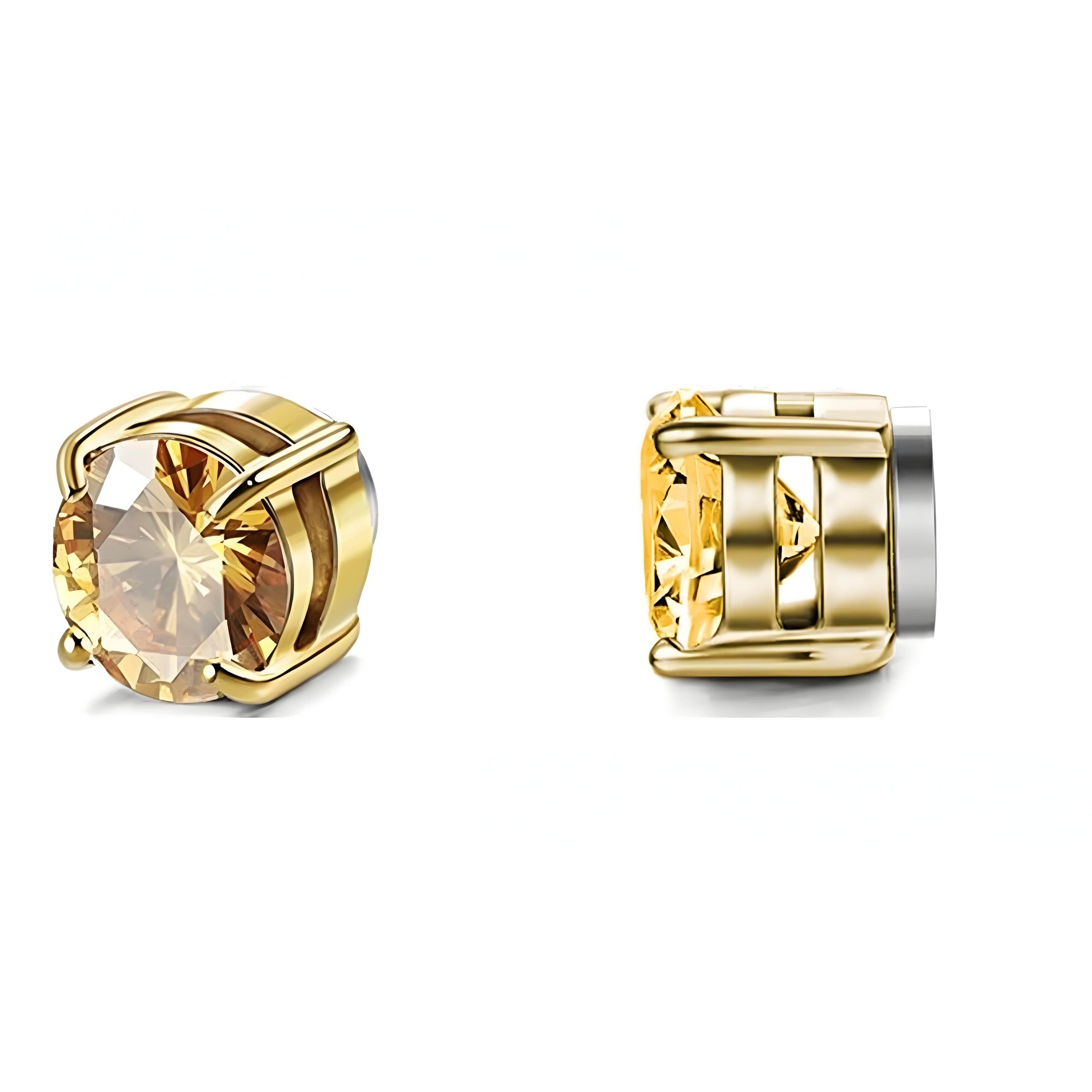Stainless Steel Magnetic Stud Earrings for Men Women Unisex, 6/8mm 4-Prong Round CZ Inlaid Magnetic Earrings Non-Piercing Clip On Studs