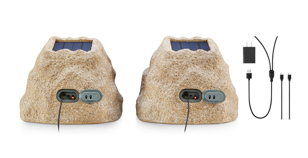 SoundPro 1-Pair Bluetooth Multi-Link Solar Rechargeable Wireless Rock Speakers
