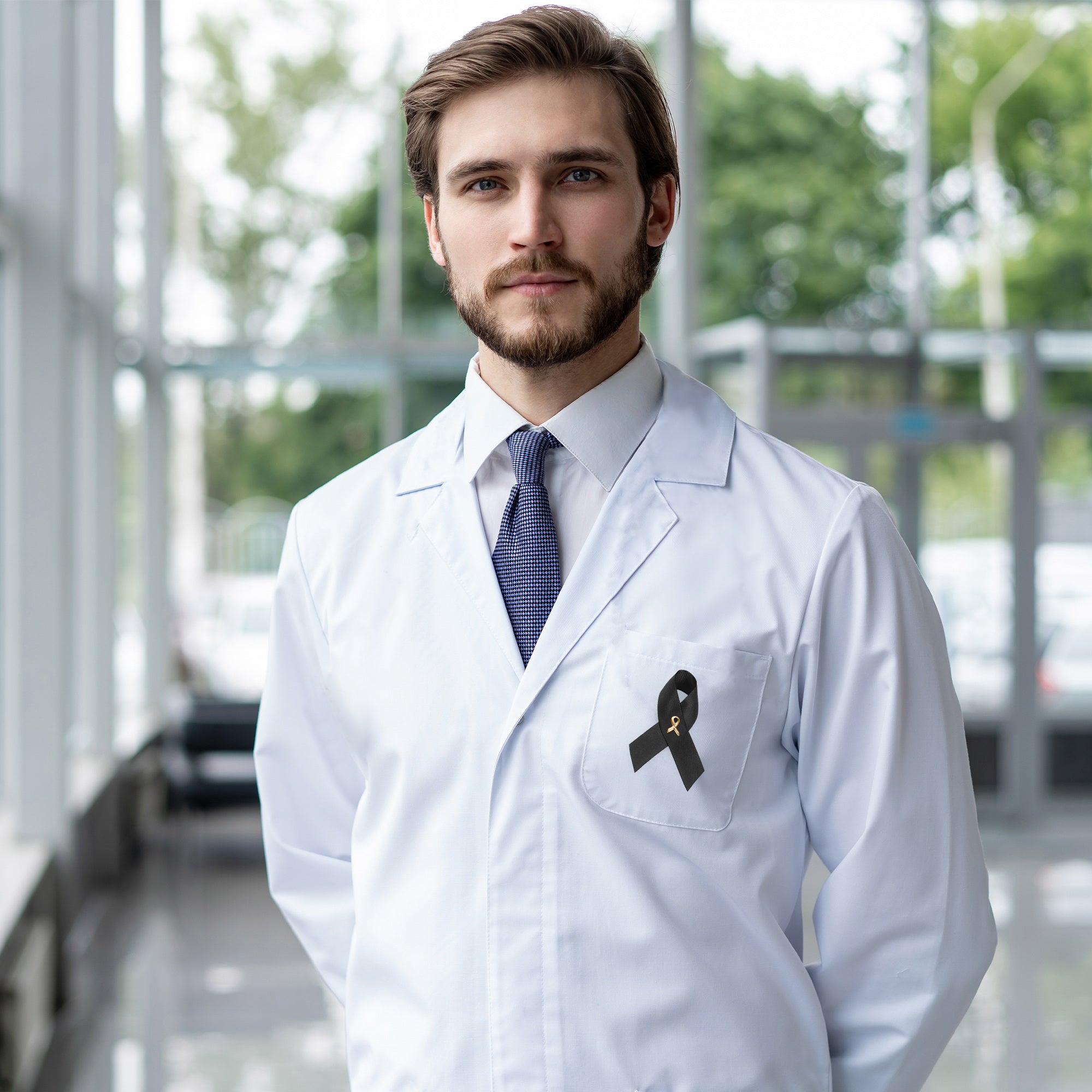 10 Pack Satin Black Ribbon Awareness Pins